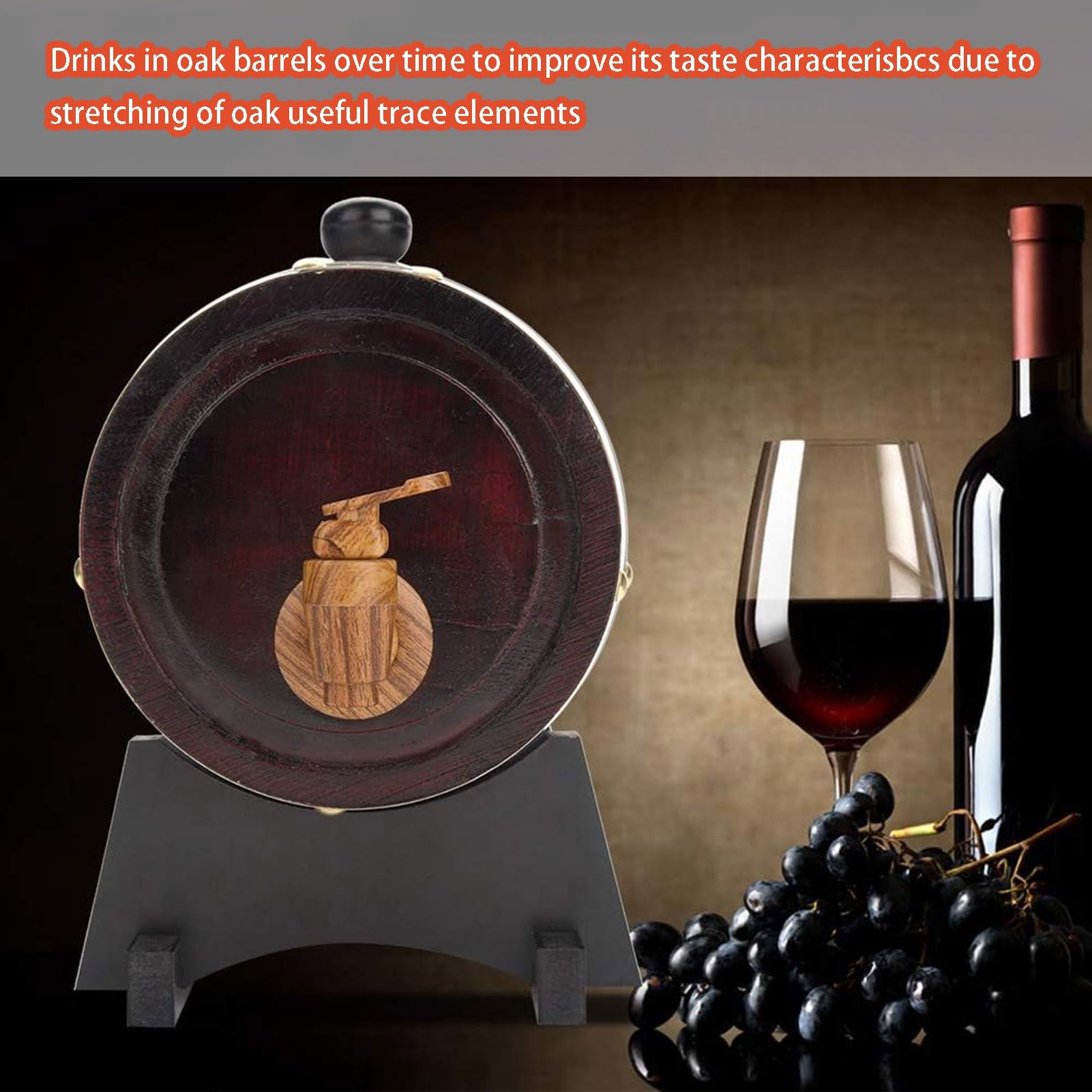 Barril de Vino de Roble, contenedor de Barril de Vino de Madera de Roble Vintage con Grifo, Barril de Bebida de Madera for cócteles envejecidos(20L)