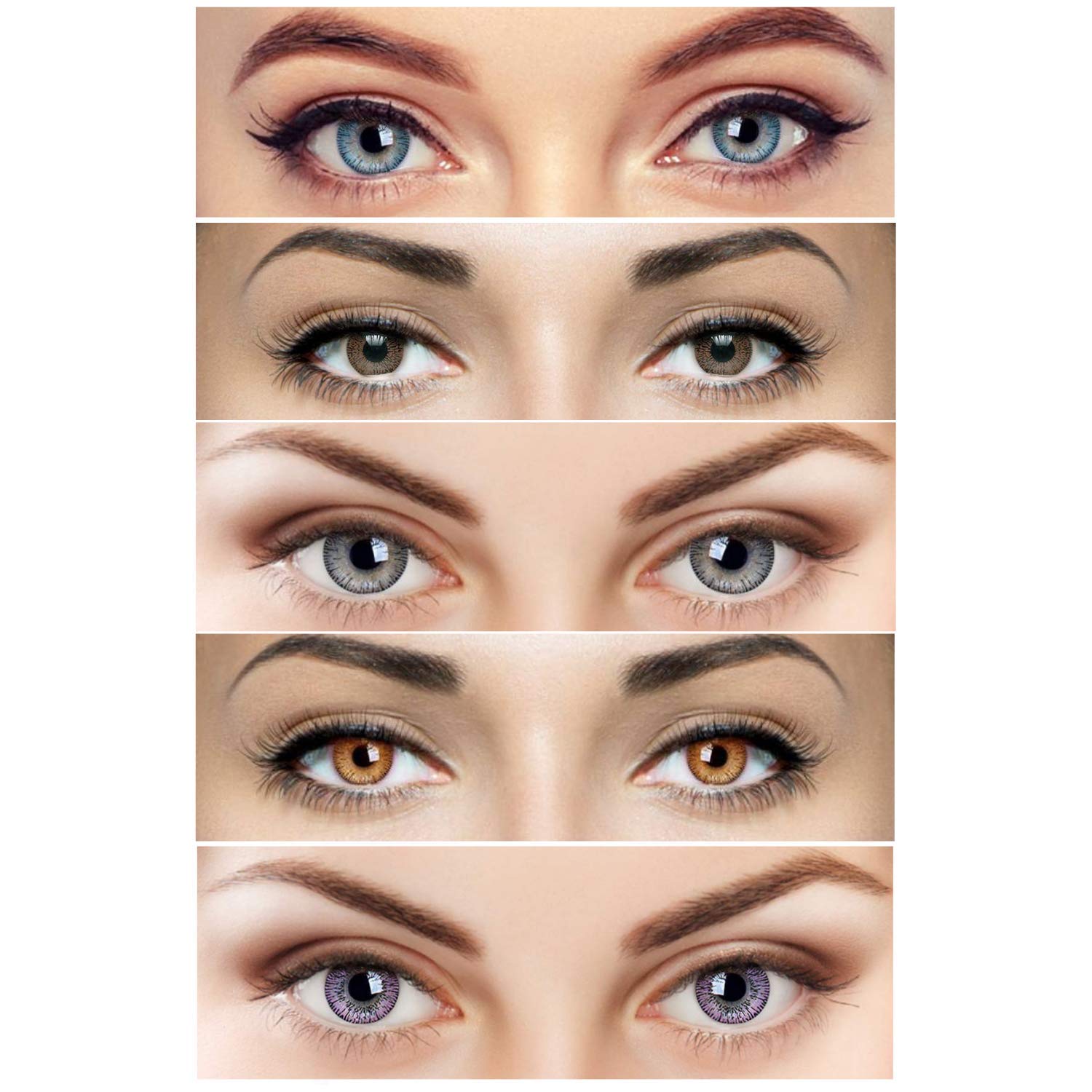 Choice Empire Combo Pack of 5 Pair Monthly Colored Contact Lens Zero Power with solution and Lens Ca-image-13