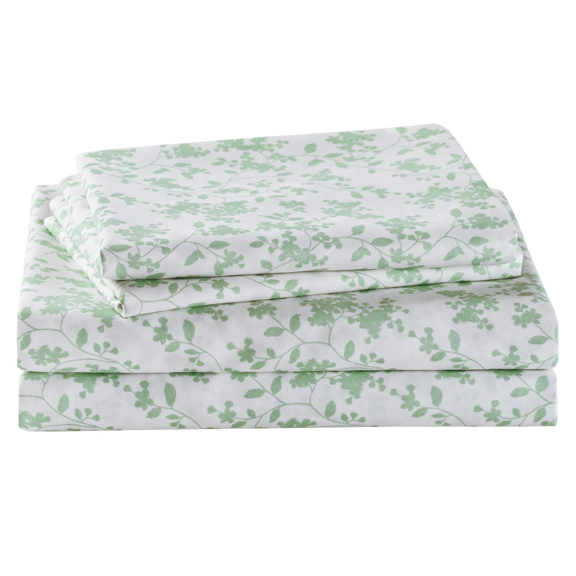 Softan King Sheet Set Green Leaves Bedding Sheets Printed Sheets - 4 Piece Soft Microfiber Botanical Patterned Fitted Sheet with 15" Deep Pocket