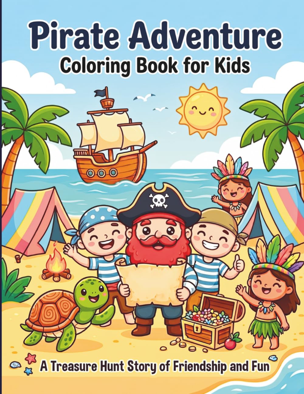 Pirate Adventure Coloring Book for Kids: A Treasure Hunt Story of Friendship and Fun
