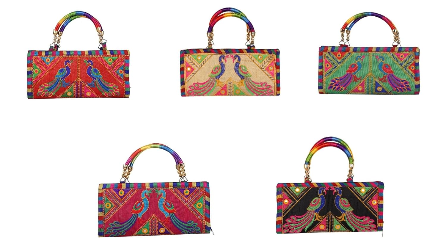 Craft Trade Clutch Bags for Women Rajasthani Jaipuri Embroidered Mirror Work Ethnic Hand Bags and Clutches for Ladies Purse for Girls – 13×25 Cms