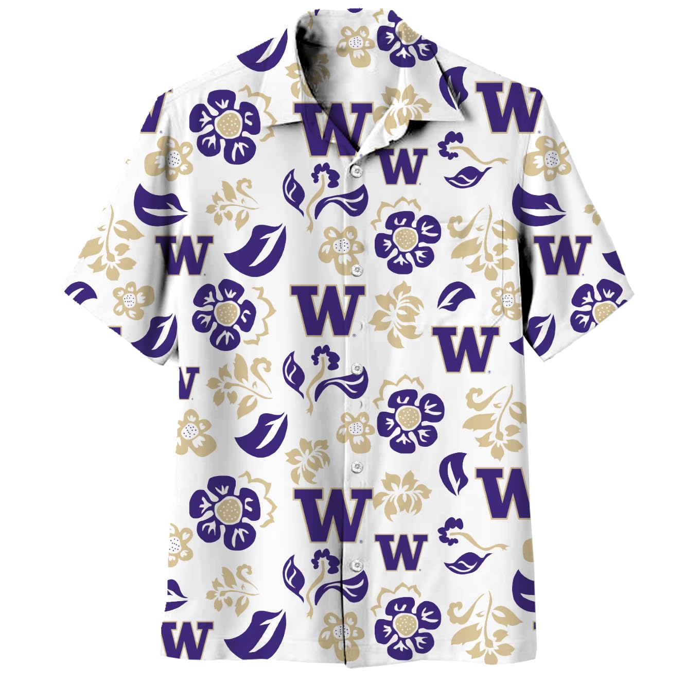 Wes and Willy Mens Sports Fan College Vault Floral Button Up Hawaiian Shirt