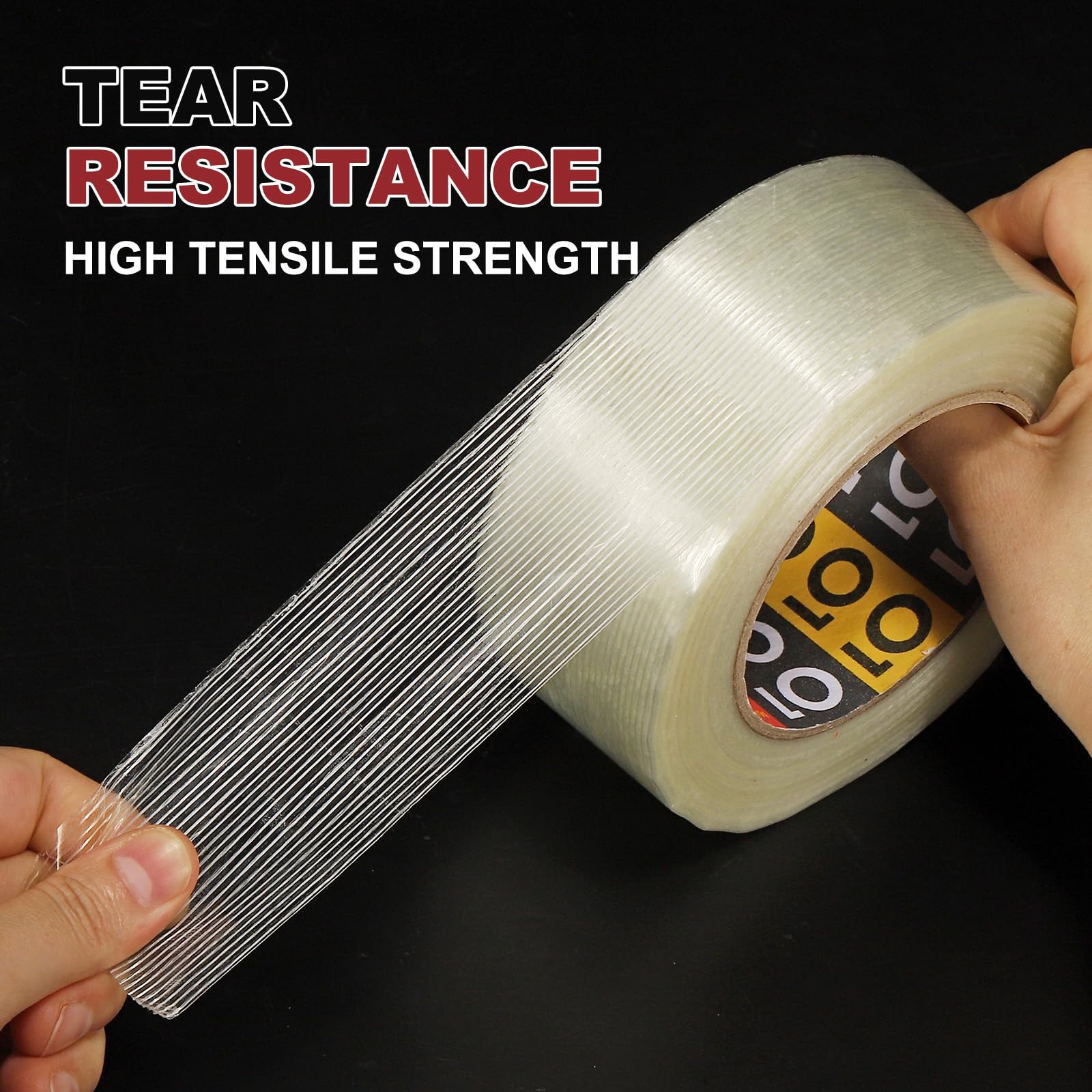 QUARKZMAN Rinto A Filamenti, 10 mm x 50 m x 0.15 mm Nastro Adesivo Per Imballaggio Resistente Trasparente Impermeabile Con Fibre Di Vetro Per Imballaggio, Trasloco, Uso Domestico.