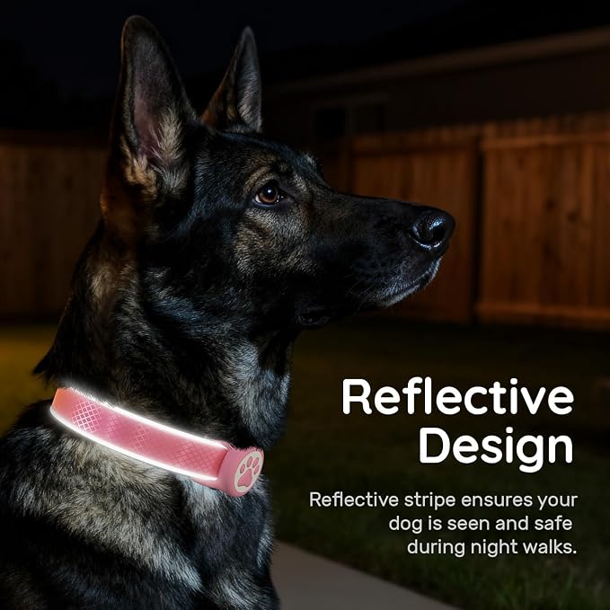 Collar Reflectante para Perro con Porta Airtag S Neon Pink miniatura 5