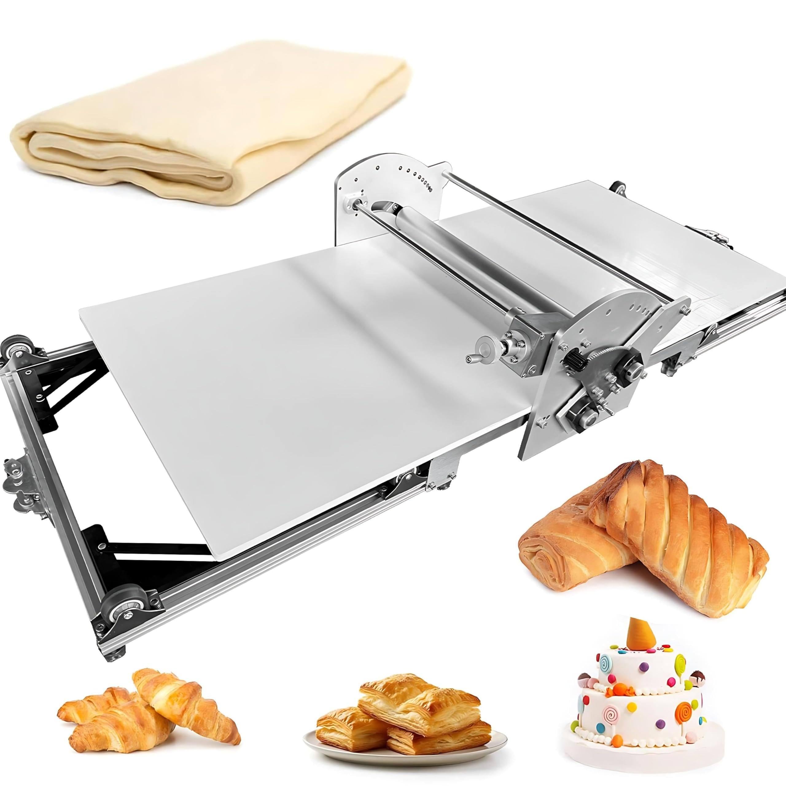 WYBYYDS Foldable Electric Dough Sheeter, Commercial Pastry Roller Machine 450mm/17 Inch Width, Adjustable 2-30mm Thickness for Croissant, Cookie Dough, Pasta 130x57x23cm