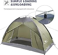 Vista 4 de Tienda de campaña de mochila individual de 7.2 × 4 × 4 pies, tienda de campaña impermeable para acampar y senderismo, puede ser utilizada por una