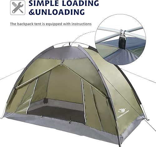 Miniatura 4 de Tienda de campaña de mochila individual de 7.2 × 4 × 4 pies, tienda de campaña impermeable para acampar y senderismo, puede ser utilizada por una