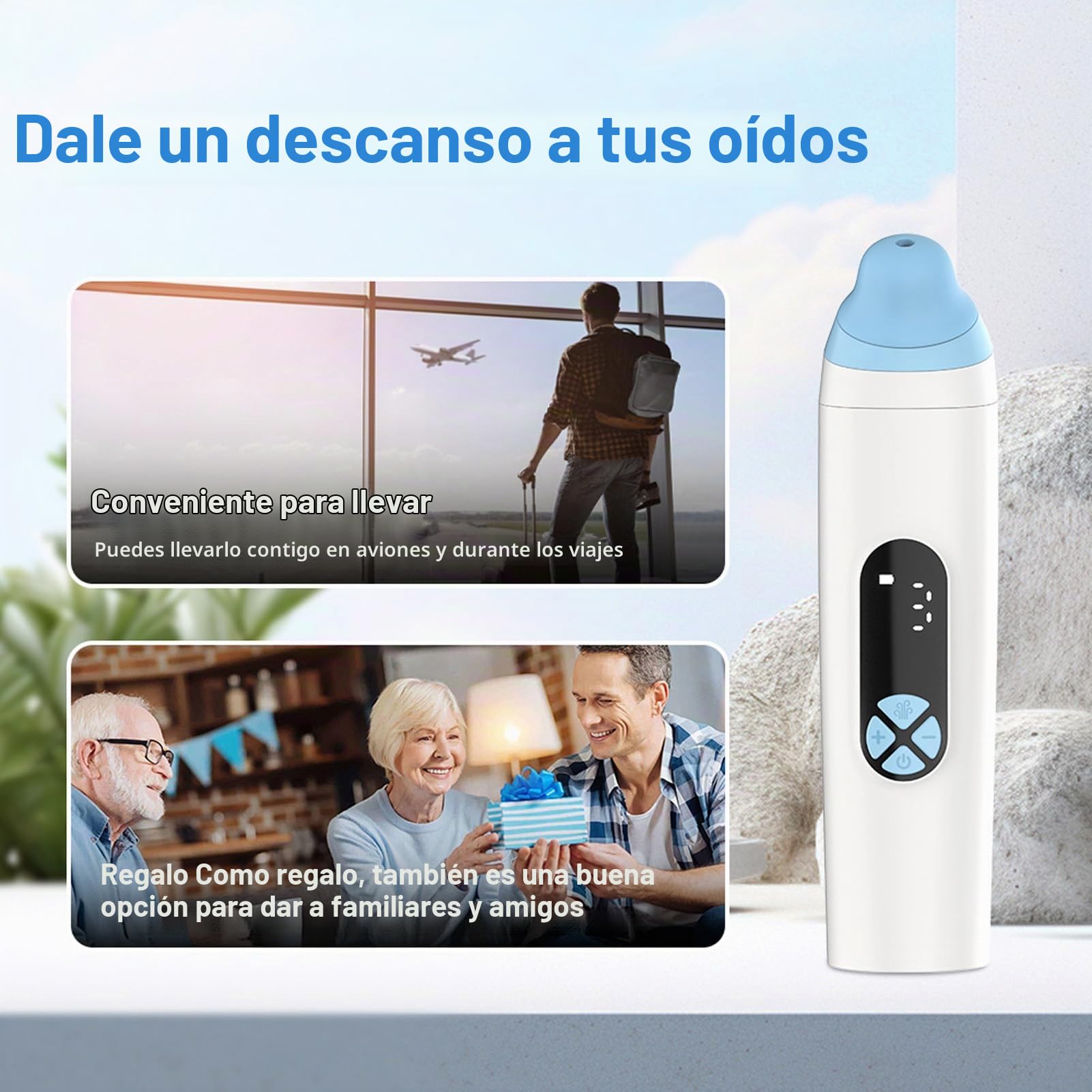 Dispositivo Profesional para Aliviar la Presión del Oído | Alivio del Tinnitus para el Zumbido de Oídos | Desatascador de Trompa de Eustaquio Recargable de 900mAH para Buceo