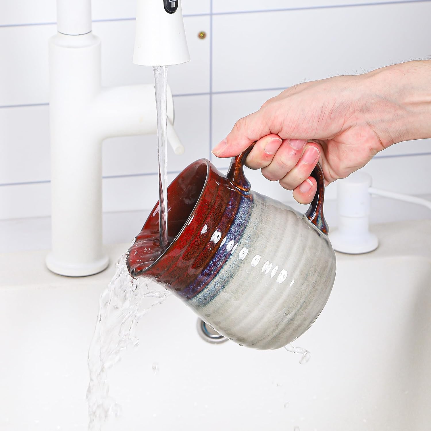 23 oz Large Ceramic Coffee Mugs, Handmade Cup with Large Handle, Big Tea and Coffee Cups for Office and Home, Microwave and Dishwasher Safe (Blue Grey) - Image 6