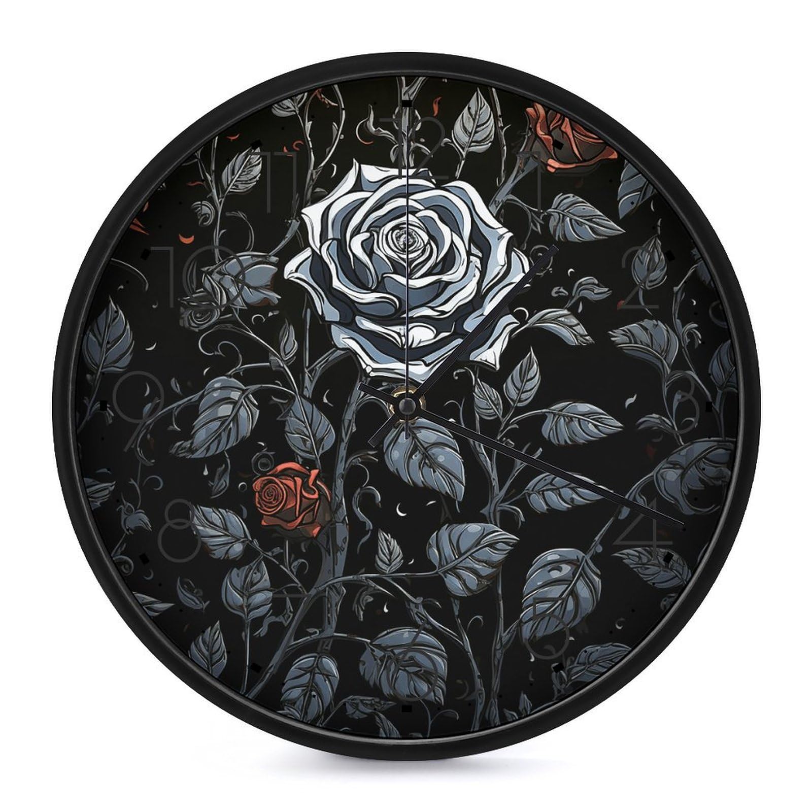 Horloge murale gothique rose silencieuse 25 cm pour salon et bureau