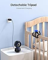 Vista 4 de SLENPET Astronaut - Ventilador portátil para cochecito de bebé, clip con trípode flexible desmontable, 3 velocidades, rotación de 270°, funciona