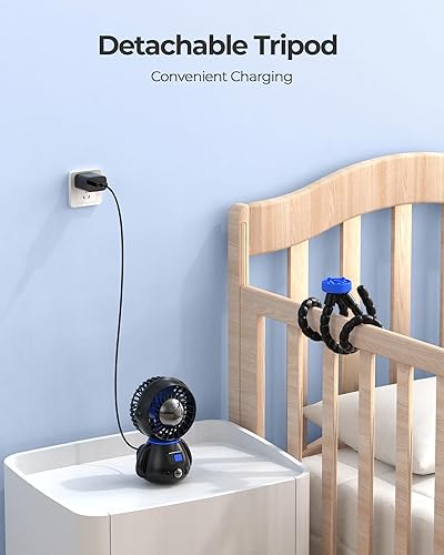 Miniatura 4 de SLENPET Astronaut - Ventilador portátil para cochecito, clip seguro para bebés con trípode flexible desmontable, funciona con batería recargable, 3