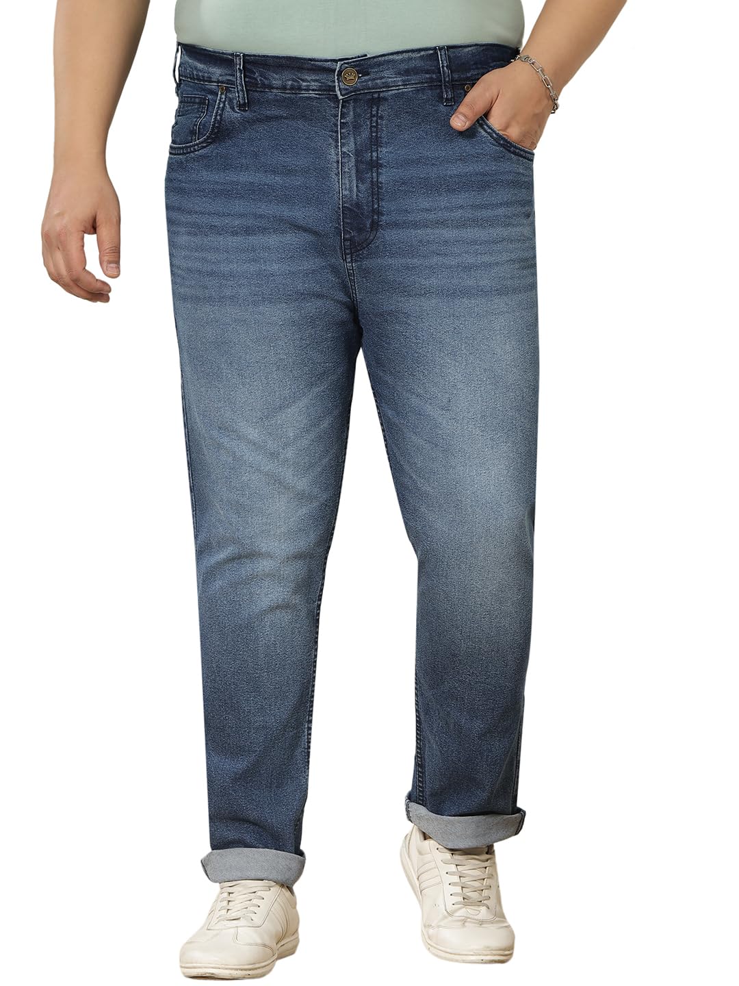 Plus Size Men Regular Fit Mid-Rise Stretchable Elasticated Waist Navy Blue Jeans (EJPJ25168_Navy Blue)-image-17