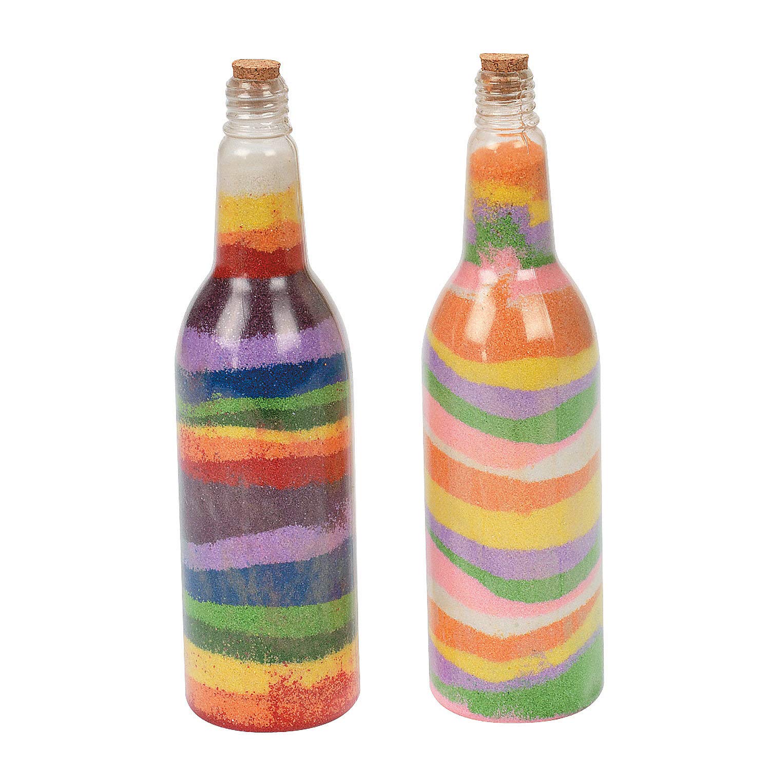 Fun Express Sandart Plastic Bottles- Set of 12 Bottles and Corks - DIY Crafts for Kids