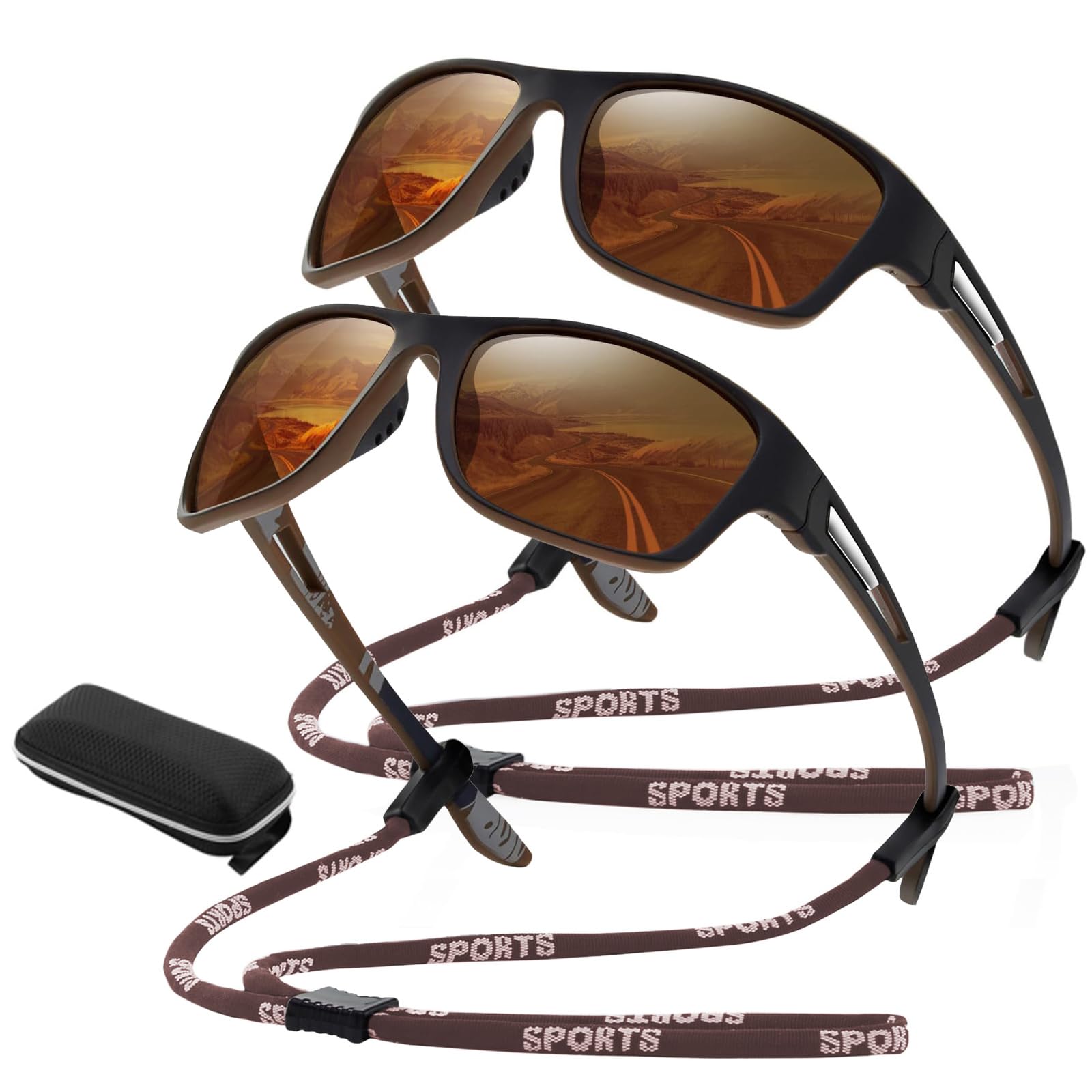 Sunglasses for Men Women, Sun Glas for Men 100% UV Protection Glasses, Sports Sunglasses Sailboat Fishing Motorcycle Cycling Driving Sunglass for Men 2Pack