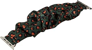 استيك ساعة ابل حريمي ـ قماش ستان اخضر مشجر ـ مقاس 44/42