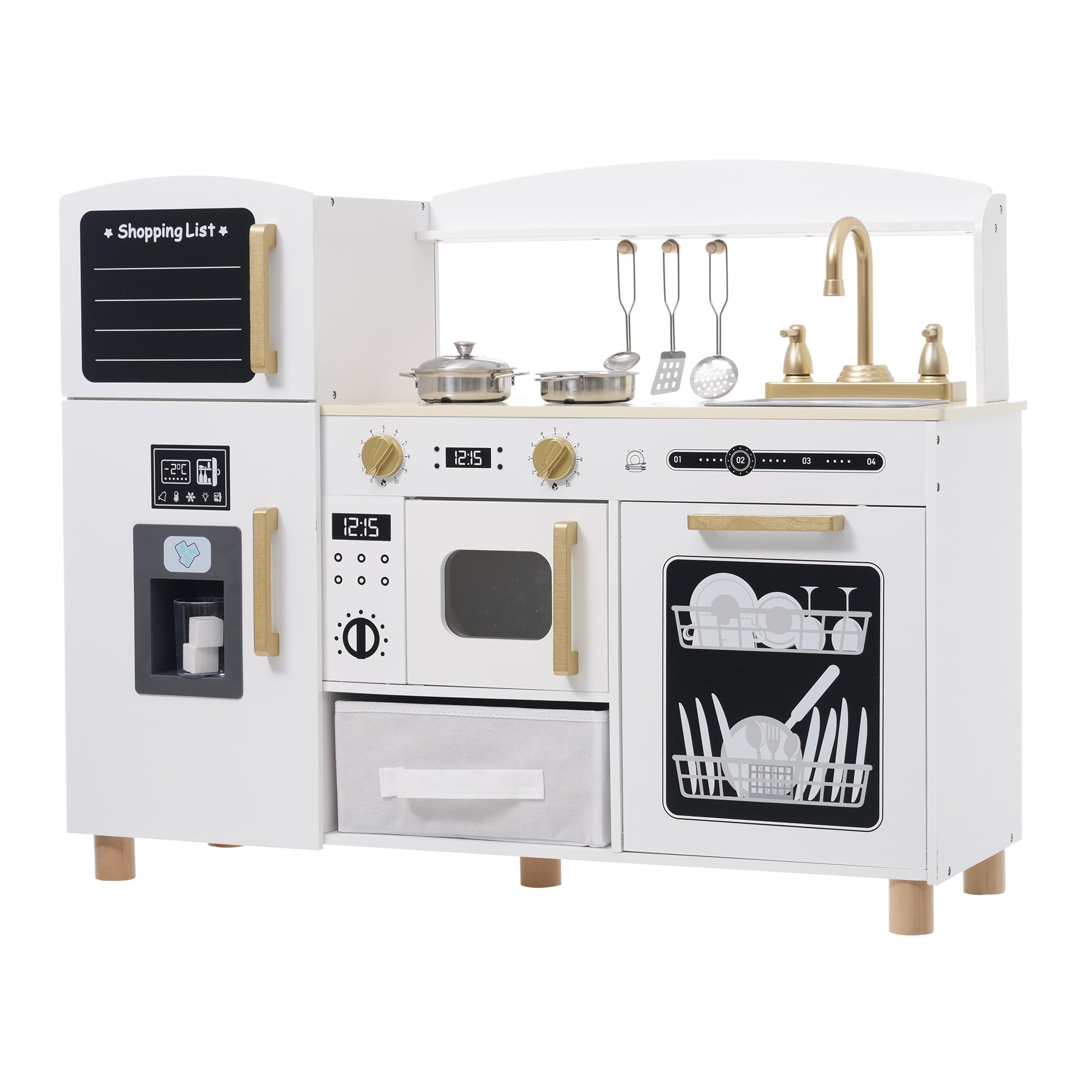 Amazon | ままごと キッチン 木製 絵描きキッチン 冷蔵庫 製氷機 電子