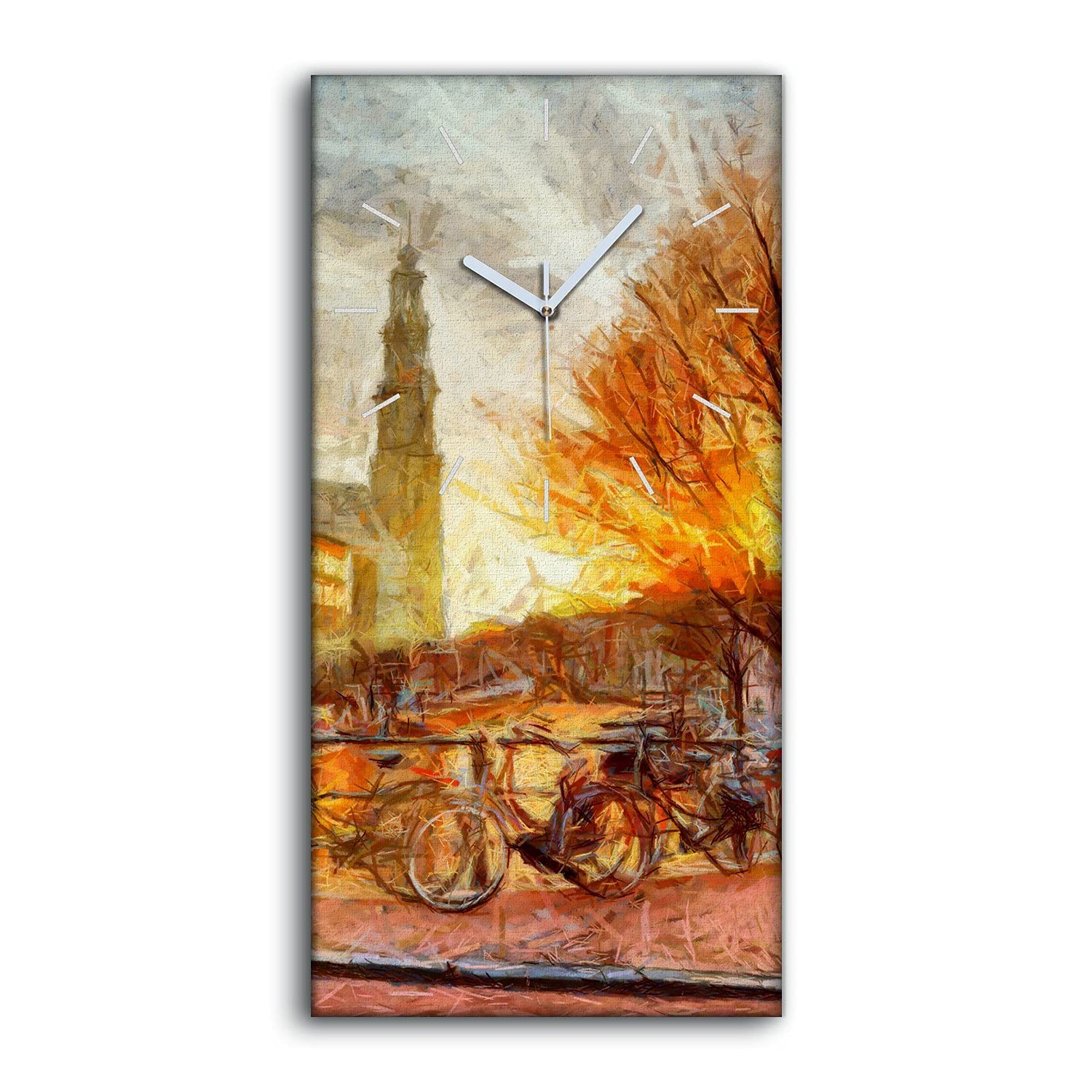 Horloge sur Toile Amsterdam Silencieuse pour Salon et Chambre Cosy