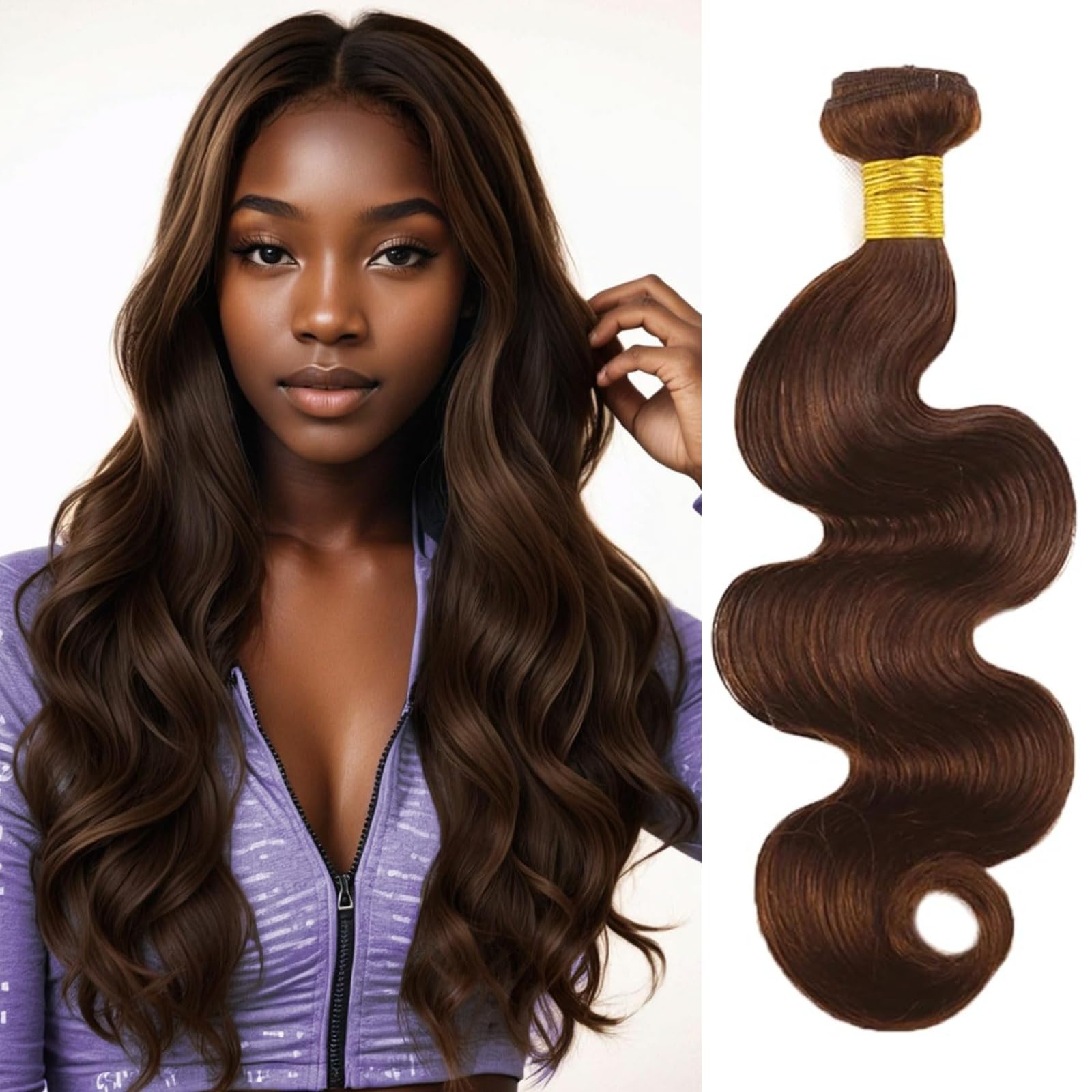 ECLAT Hair Beaute ダークブラウン 6本セット Amazon.com : ALHER Color #4 Chocolate Brown Single Bundle Human