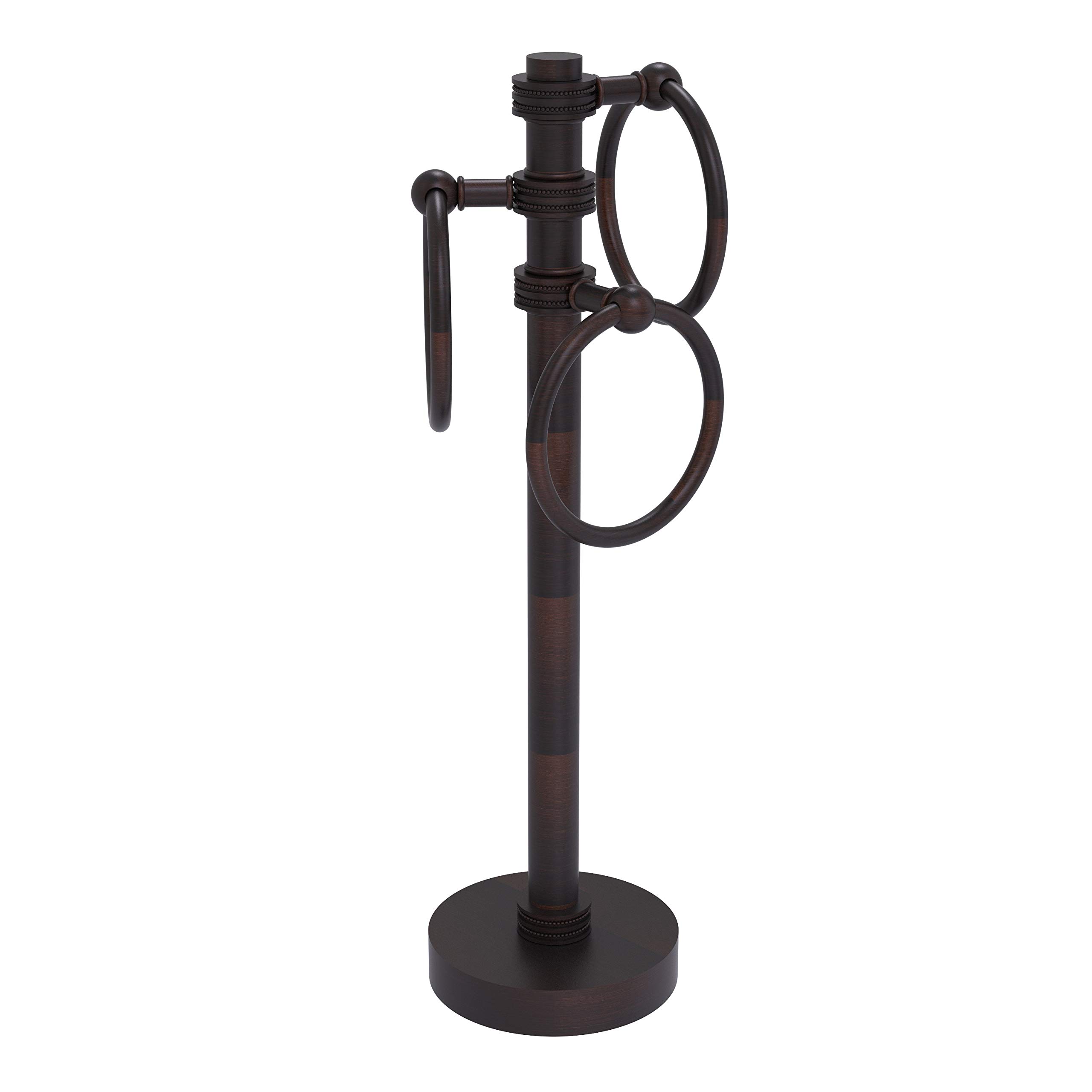 Allied Brass 983D Vanity Top 3 Ring Dotted Accents Guest Towel Holder, Venetian Bronze