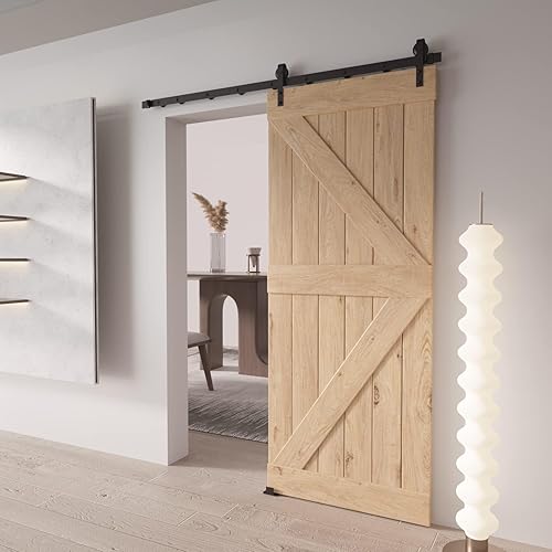 Miniatura 2 de DaAzHai Kit de riel de hardware para puerta corredera de granero de 12 pies para puerta doble fácil de instalar - Riel de puerta de granero