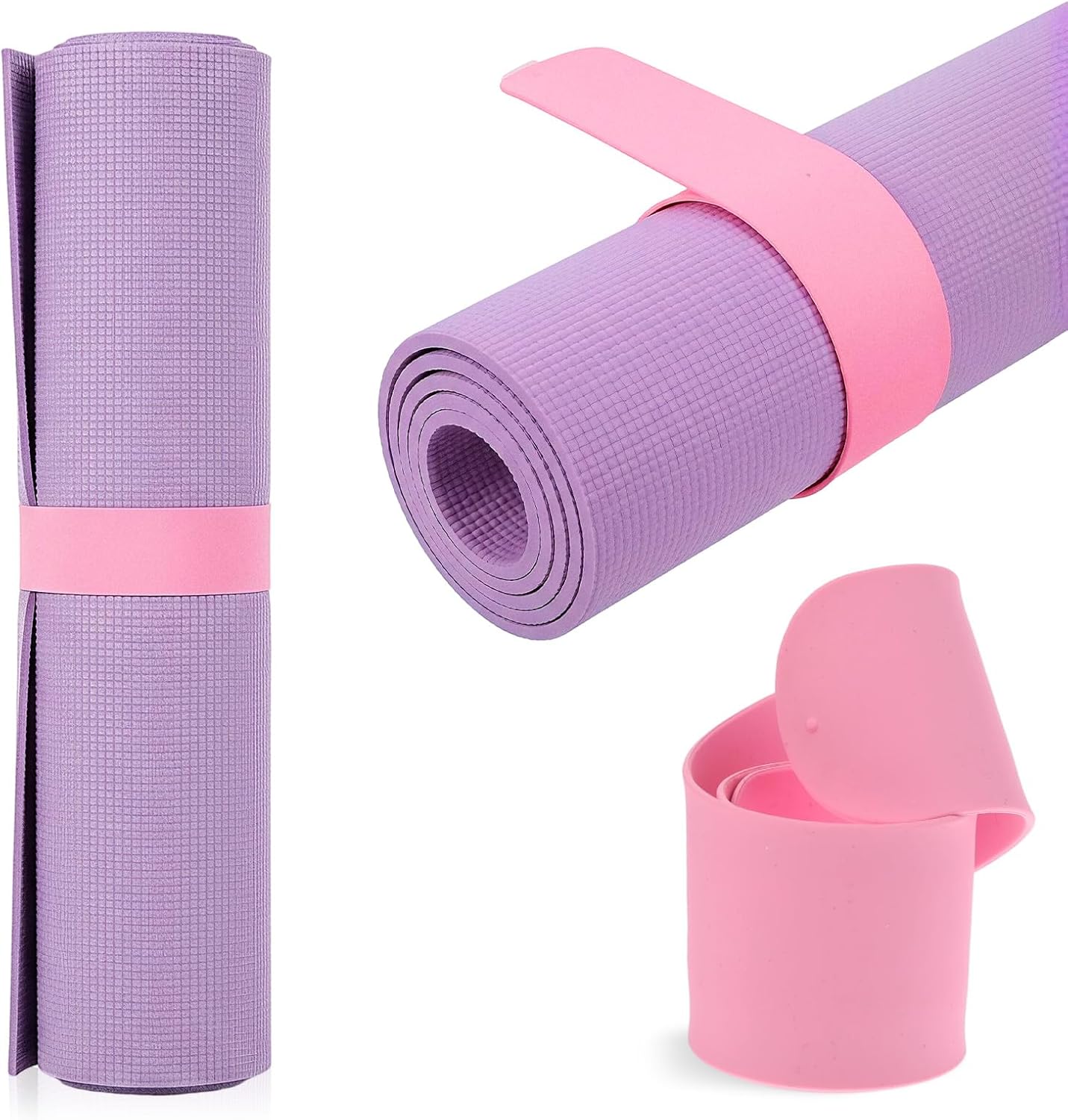 Yoga Mat Strap, One Snap Yoga Mat Slap Band for Keep Mats Tightly Rolled, Elastic One Snap Straps Band Fits Most Size Workout, Exercise, and Pilates Mats(20″ L x 2″ W)