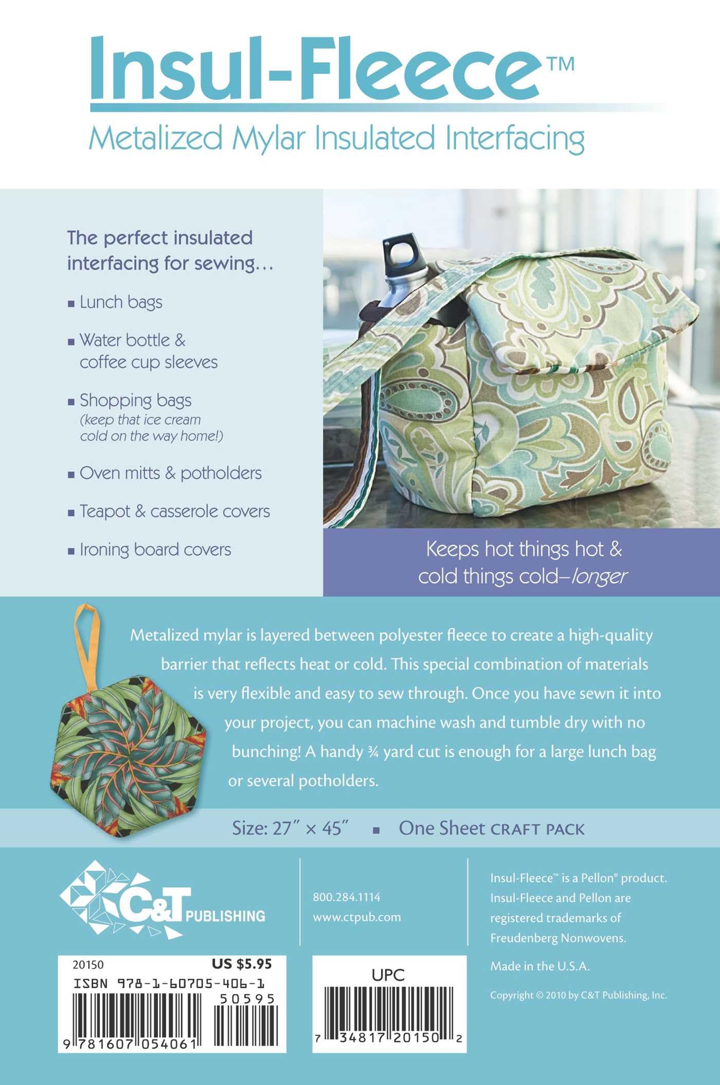 Insul-Fleece Craft Pack 27" X 45": Metalized Mylar Insulated Interfacing