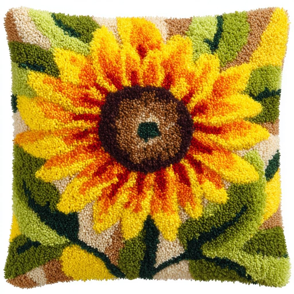 Henypt Latch Hook Cushion Kits Sunflower Flowers