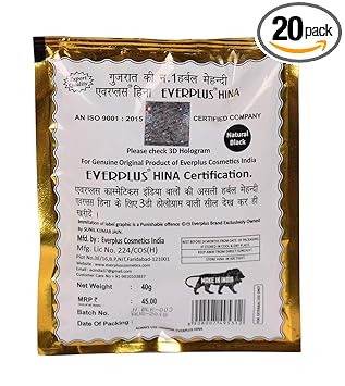 Everplus Natural Black Henna Powder (40Gm)-Pack of 5