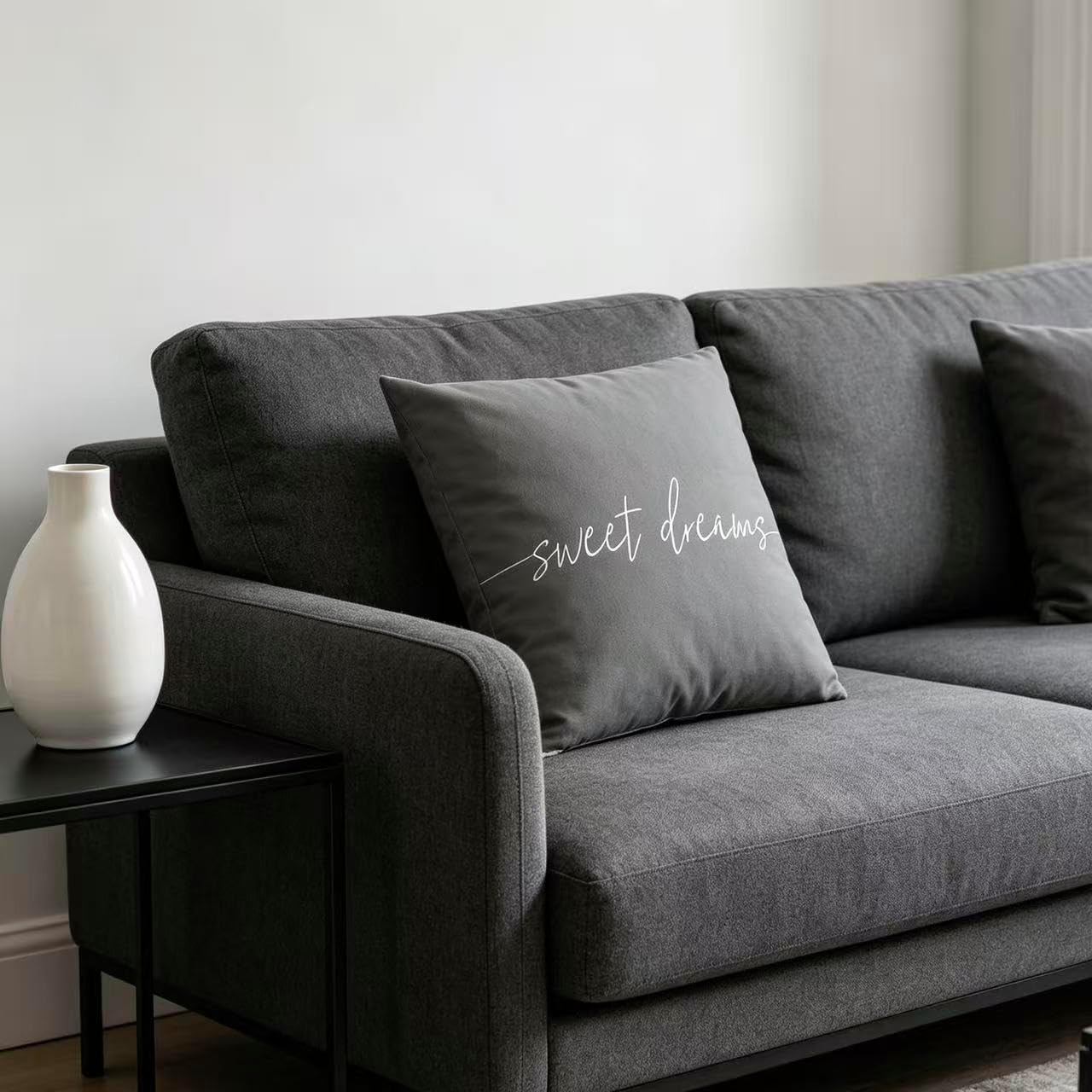 RYKEEN Sweet Dreams Pillow Cover Gray Decorative Pillow Covers 18 x 18 Inch image 3
