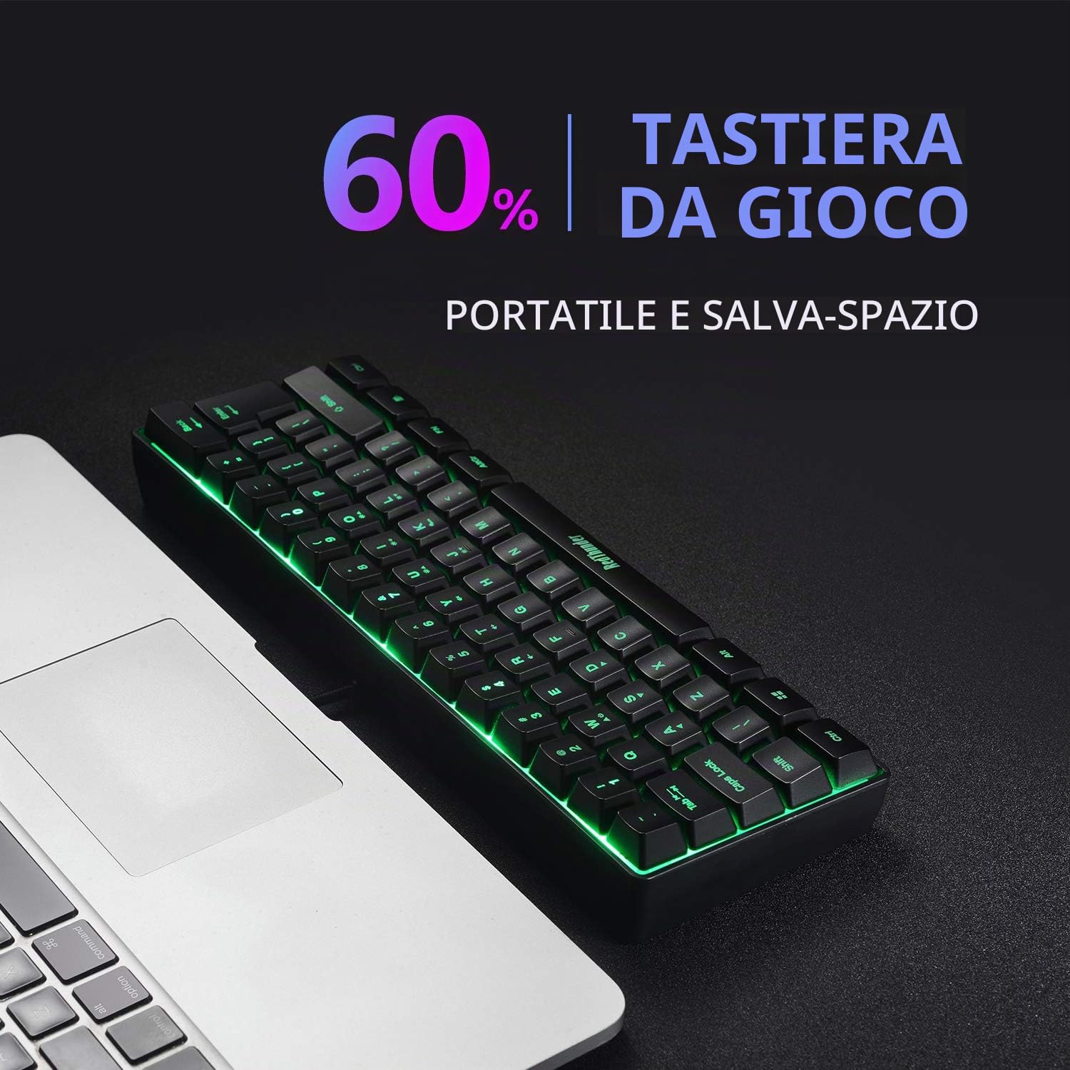 RedThunder 60% tastiera e mouse combo, ultra compatta 61 tasti RGB retroilluminata mini tastiera, mouse ottico a nido d'ape leggero 7200 dpi, set di gioco con cavo RGB per PC MAC PS5 Xbox Gamer (nero)