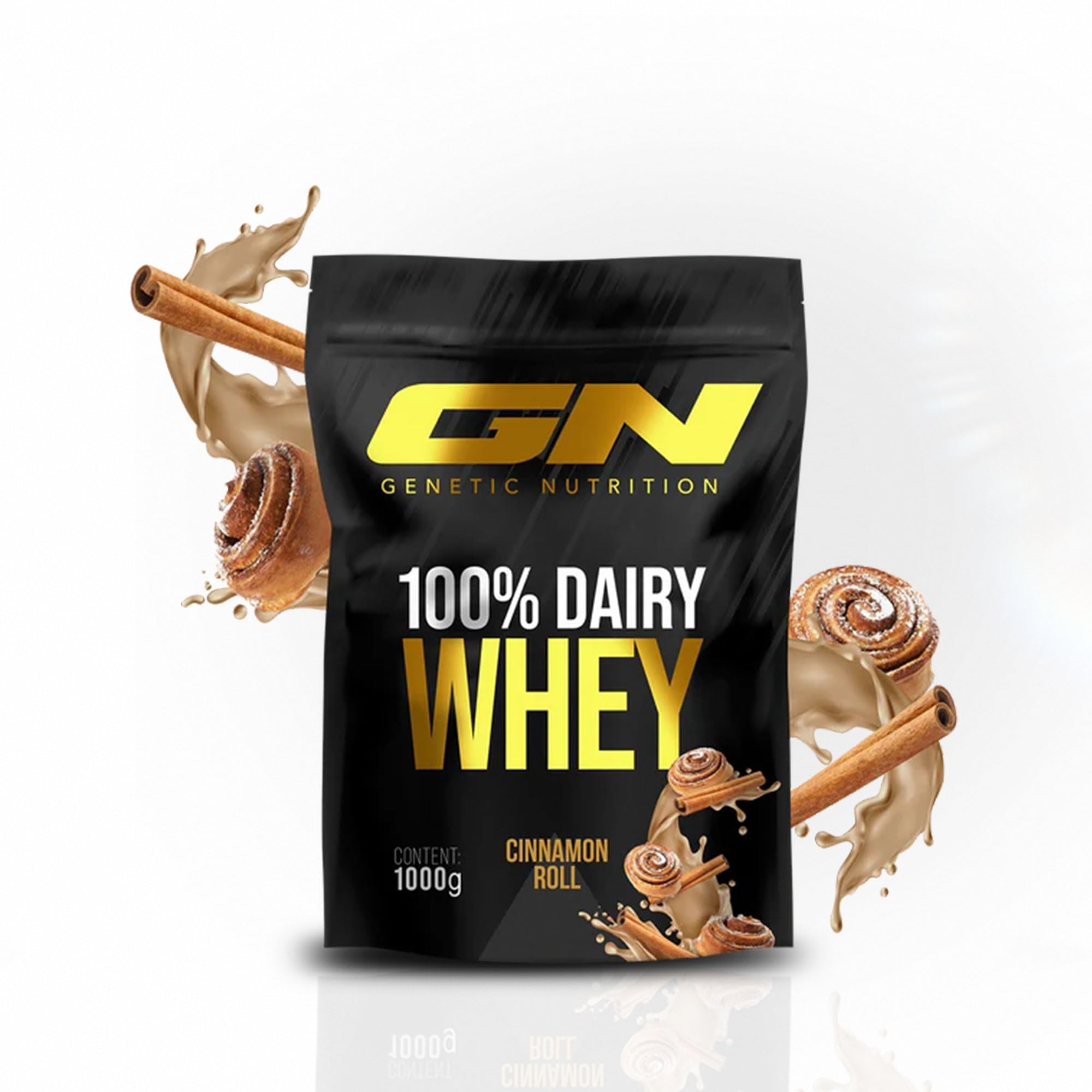 GN Laboratories 100% Dairy Whey Protein w proszku 1 kg (Cinnamon Roll) – białko w proszku z 23 g białka na porcję, idealny do budowy i utrzymania mięśni, sprawdzona jakość – Made in Germany