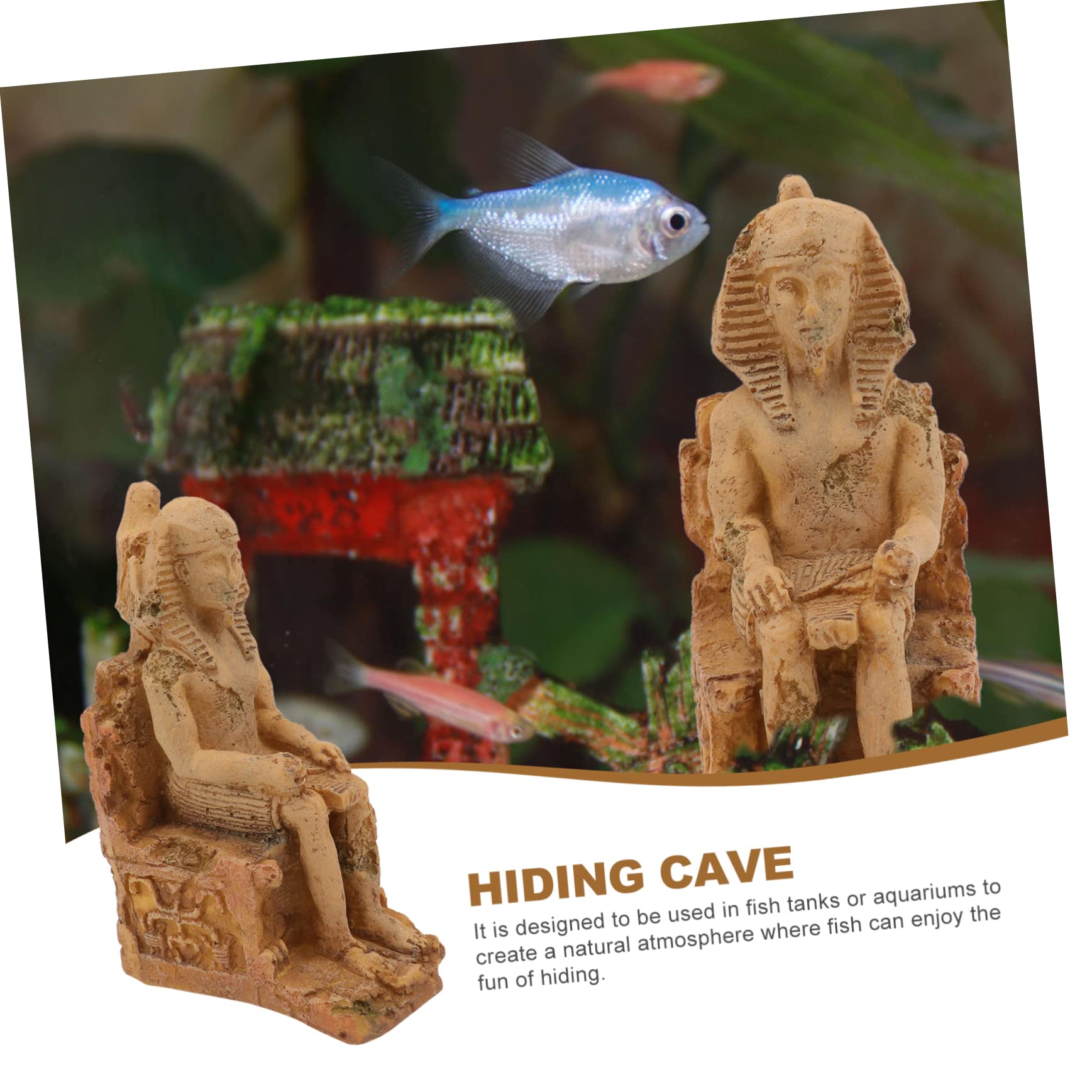 Cabilock 3 Pz Seduto Riparo per Pesci d'acquario Aria Dinosauro luci dell'acquario per Pesci Kit Decorazioni per acquari adornare Il Paesaggio dell'acquario Decoro in Resina Yellow