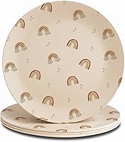 Vista 18 de Nook Theory Paquete de 4 platos de bambú reutilizables, no tóxicos, aptos para lavavajillas, no aptos para microondas (flor silvestre de 10 pulgadas)