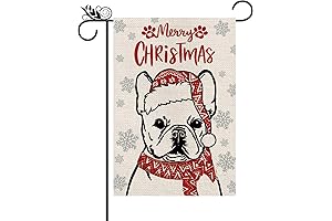 Christmas Cheer Bulldog French Merry Christmas Garden Flag French Bulldog Dog with...