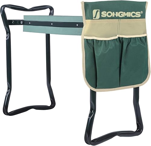 Songmics asiento con almohadilla para rodillas goma eva reclinable para jardín y bolsa para herramientas UGGK49L