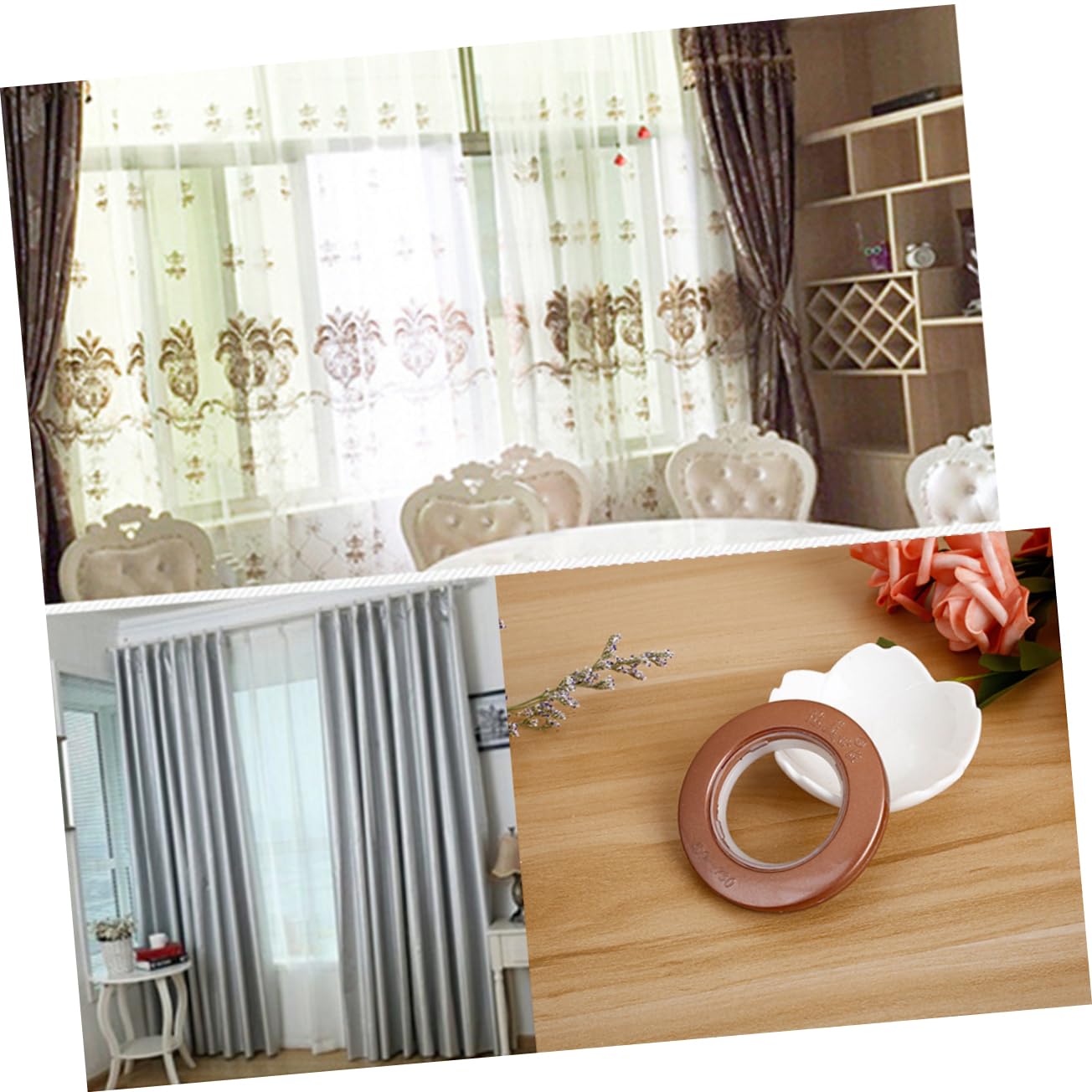 Happyyami 85pcs Plastic Shower Curtain Rings with Eyelet and Smooth Finish for Home Decoration for Bedrooms and Living Rooms Coffee Color