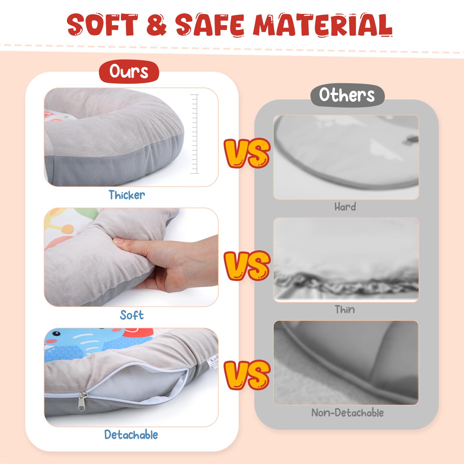 CUTE STONE Alfombra de juegos para bebés con luces, sonidos y juguetes desmontables – Alfombra de actividades para el desarrollo sensorial y motor – Volumen ajustable – Regalo ideal para recién nacido