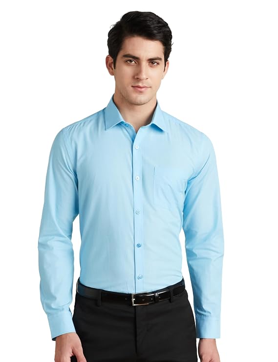 Amazon Brand - Symbol Men's Cotton Formal Shirt Plain Full Sleeve - Regular Fit (Available in Plus Sizes)