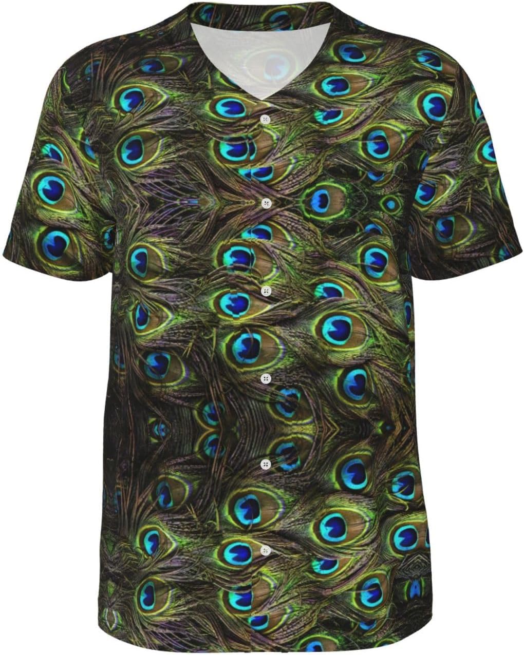 Fresh Peacock Stylish Softball Jersey,Personalized and Breathable Baseball Button Down for Men for All Seasons and Occasions