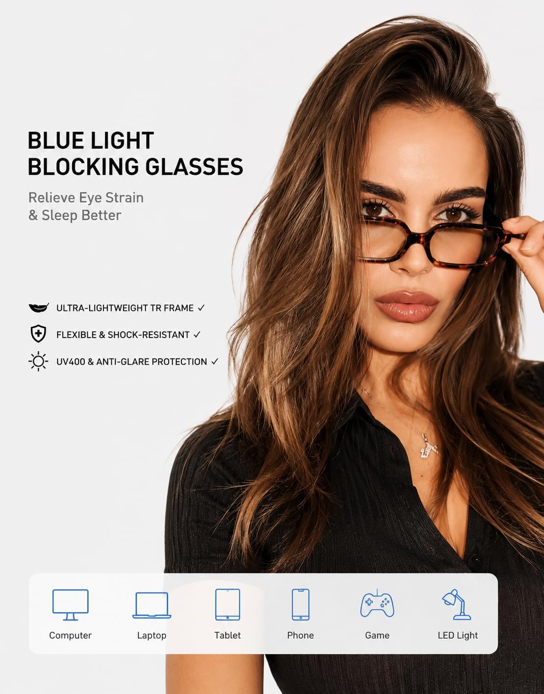 Slocyclub Square Blue Light Blocking Glasses for Women Men Vintage Rectangular Frame Eyeglasses Retro Small Square Glasses
