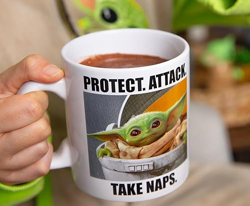 Miniatura 70 de Silver Buffalo Star Wars The Mandalorian Repeat Poses - Taza de café de cerámica estilo campista, 20 onzas Repetir Poses
