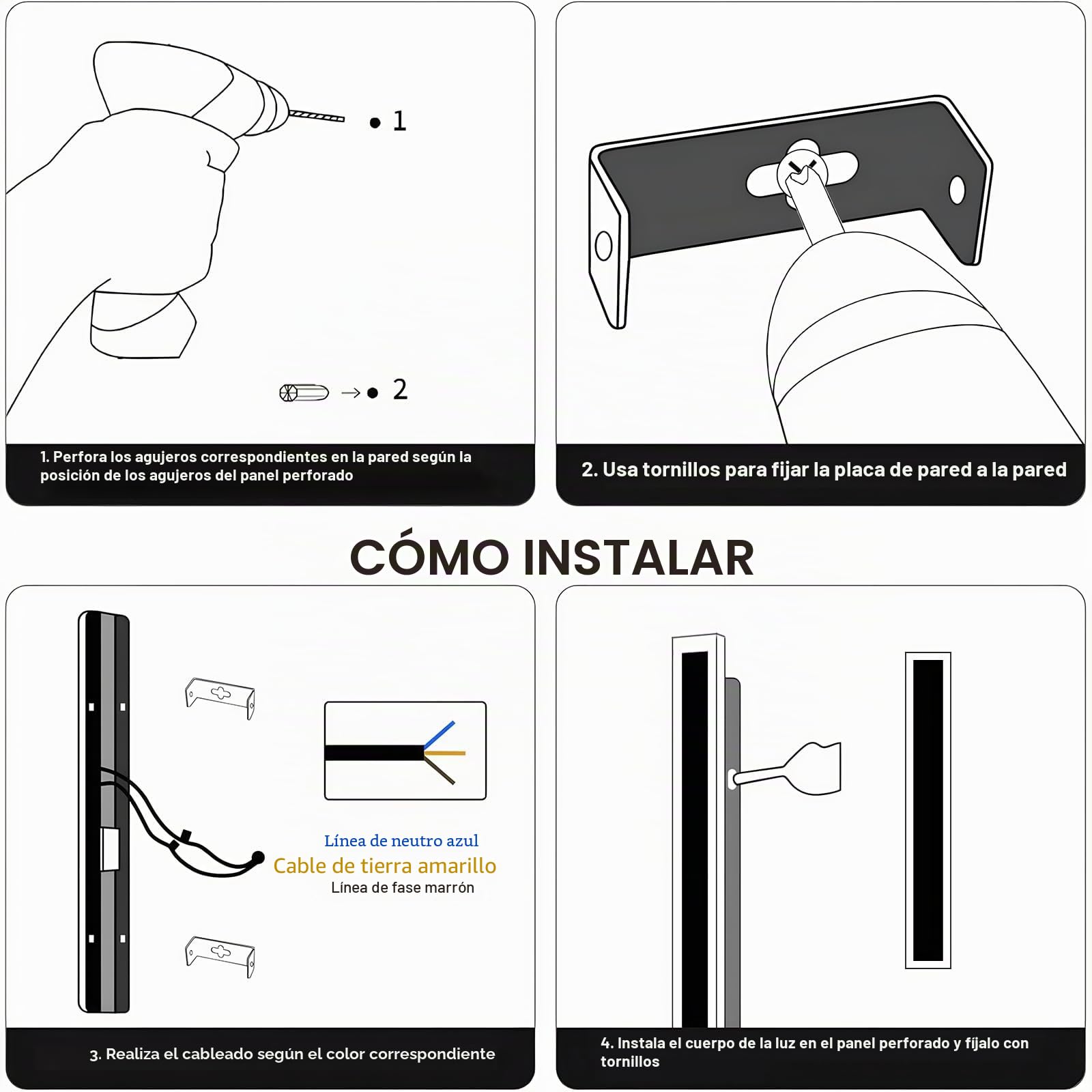 Aplique Pared Exterior LED,21W/100CM Lampara Impermeable IP65 | Blanco Natural 4000K,Apliques Pared Exterior para Escaleras Pasillos Balcón Patio Jardín Balcón,110-240V,Negro