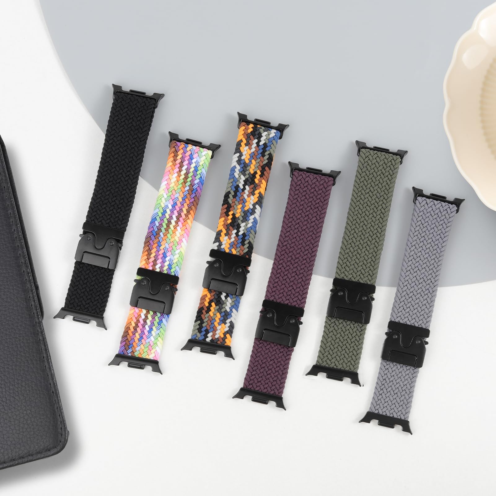 Correas trenzadas con un clic para Samsung Galaxy Watch 8/8 Classic Band de 40 mm, 44 mm, 46 mm, para mujeres y hombres, pulsera elástica con cierre de paracaídas, correa de nailon deportiva para