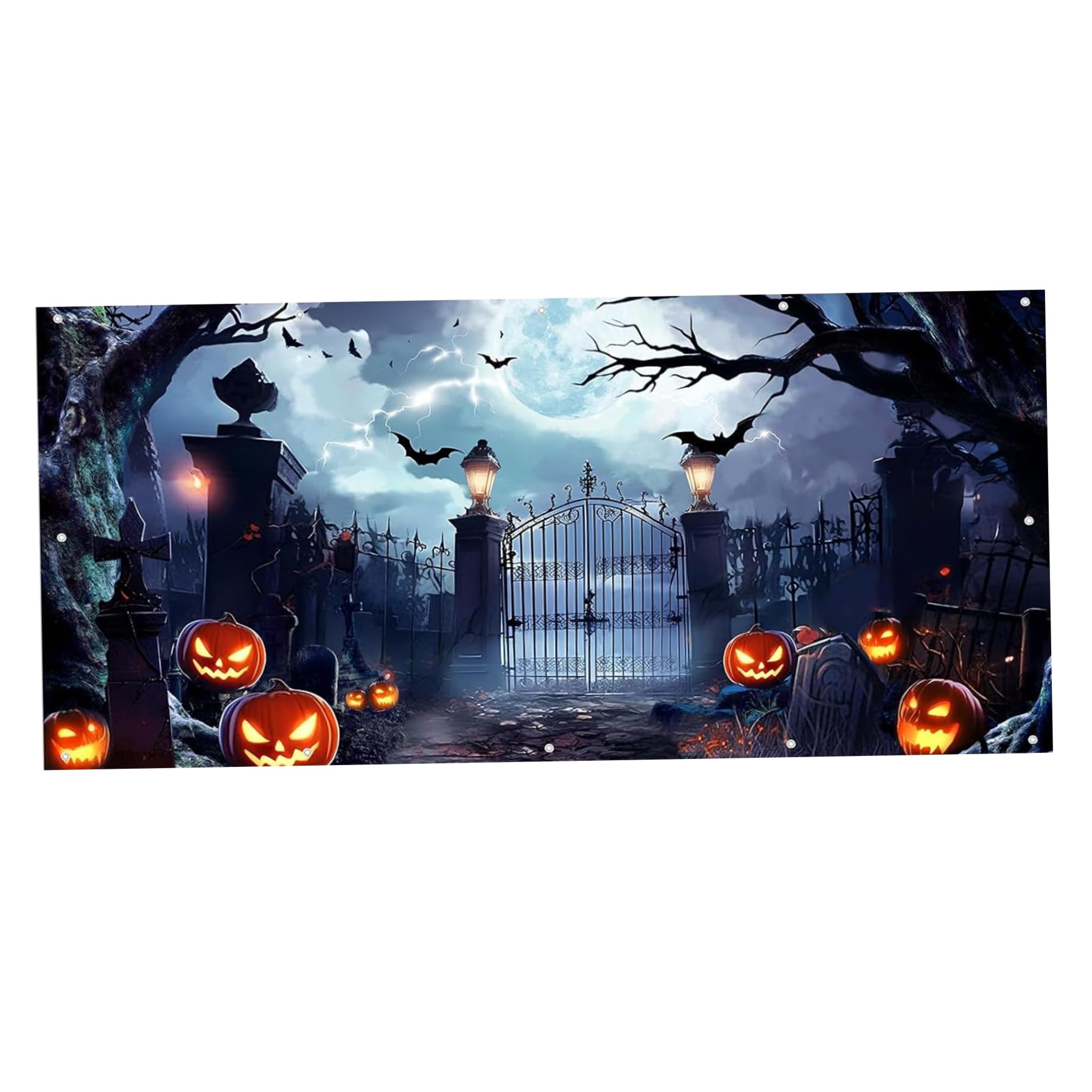 Décorations de porte de garage Jack-O-Lantern et toile Halloween - 7