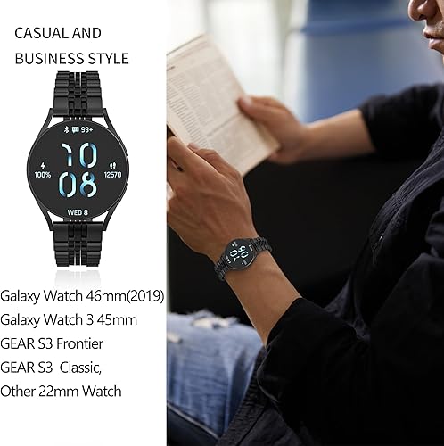 Miniatura 4 de Correa compatible con Samsung Galaxy Watch 3 Band de 1.772 pulgadas  Gear S3 FrontierGalaxy de 1.811 pulgadas, correa de acero inoxidable sólido de