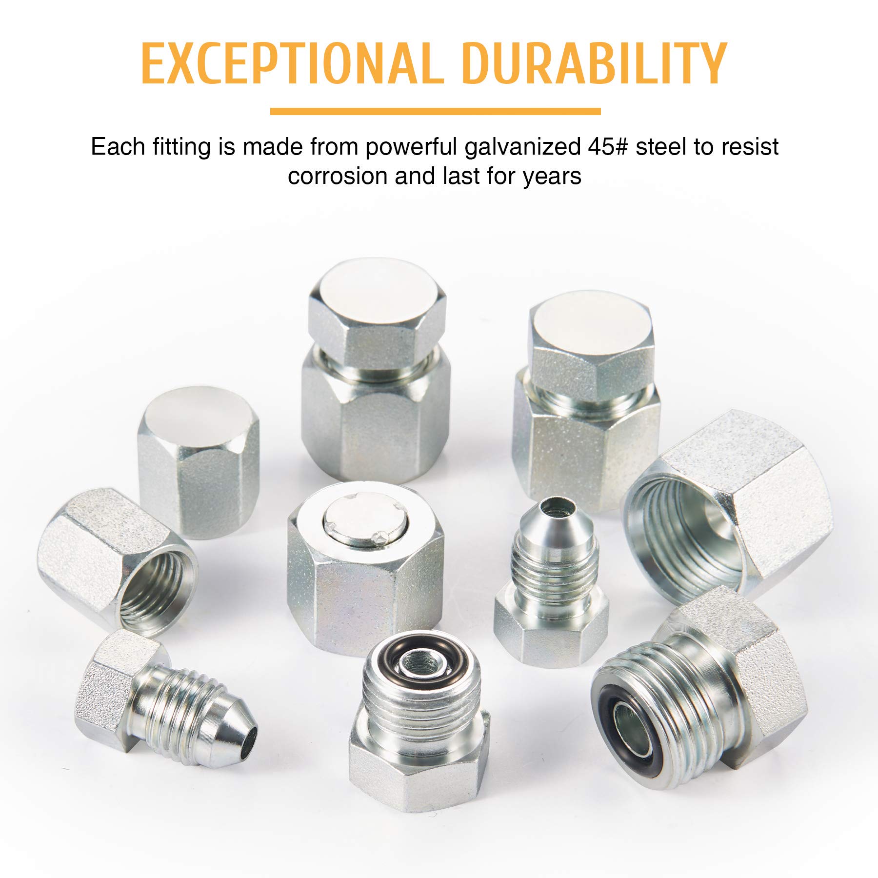 128 Piece JIC and ORFS Industrial Hydraulic Cap and Plug Hose Tube and