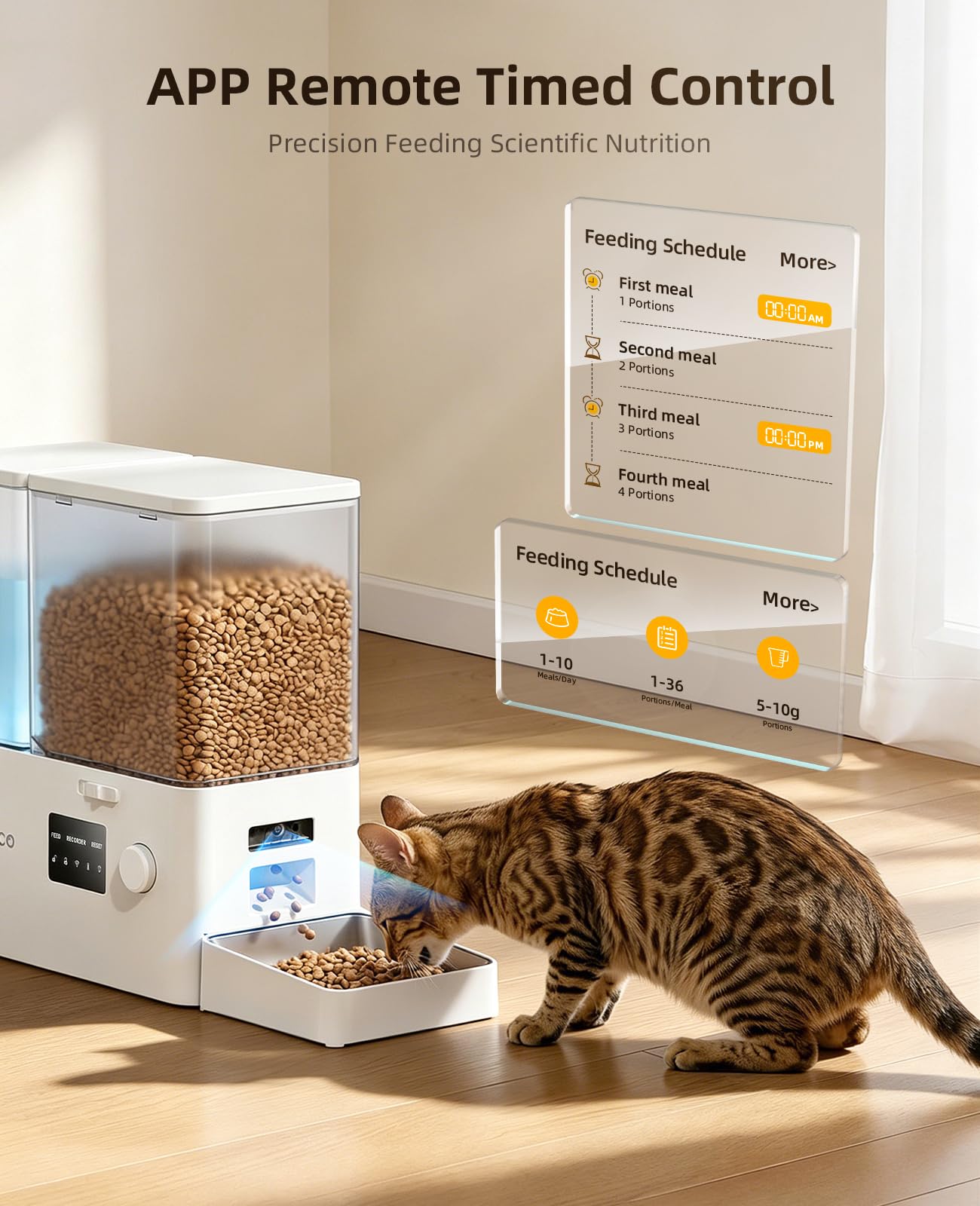 ROJECO 8,5L Comedero Gatos Automático y Fuente de Agua 2-en-1 con Cámara