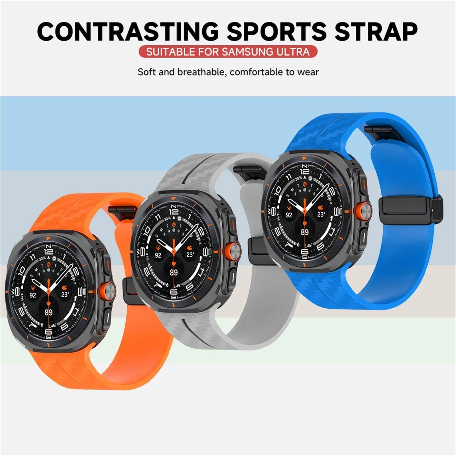 JDIME Cinturino con motivo in fibra di carbonio per Samsung Galaxy Watch 7 Ultra Cinturino con chiusura magnetica in silicone da 47 mm per braccialetto Galaxy Watch 7 Ultra
