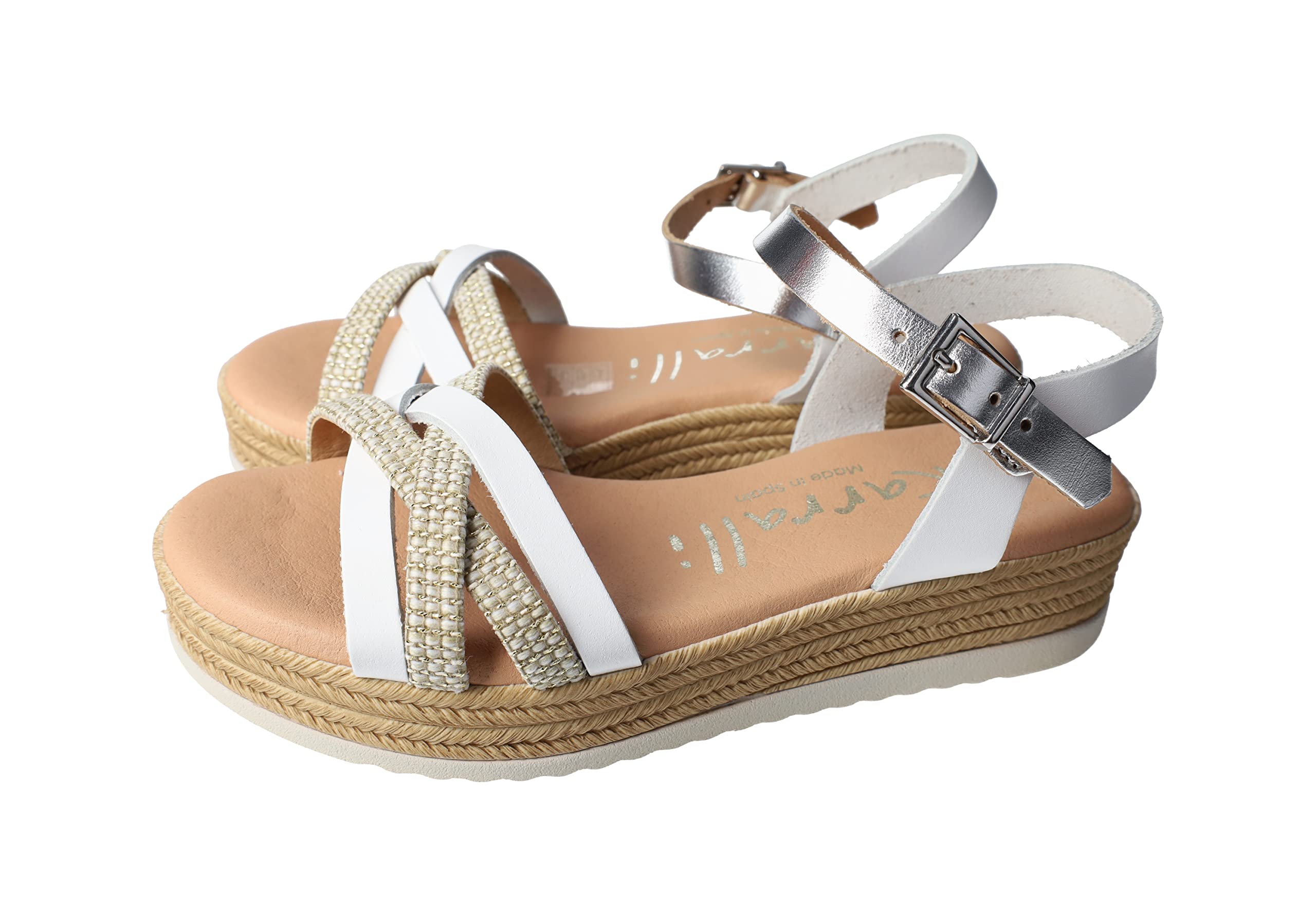 5311 Sandalias de Piel Blancas Hechas en España con Plantilla de Gel y Cierre con Hebilla NIÑA Sandalias